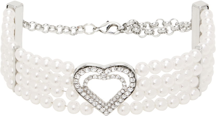 Armbånd Blumarine Blumarine Faux-Pearl Heart Choker Hvid | P522W329A
