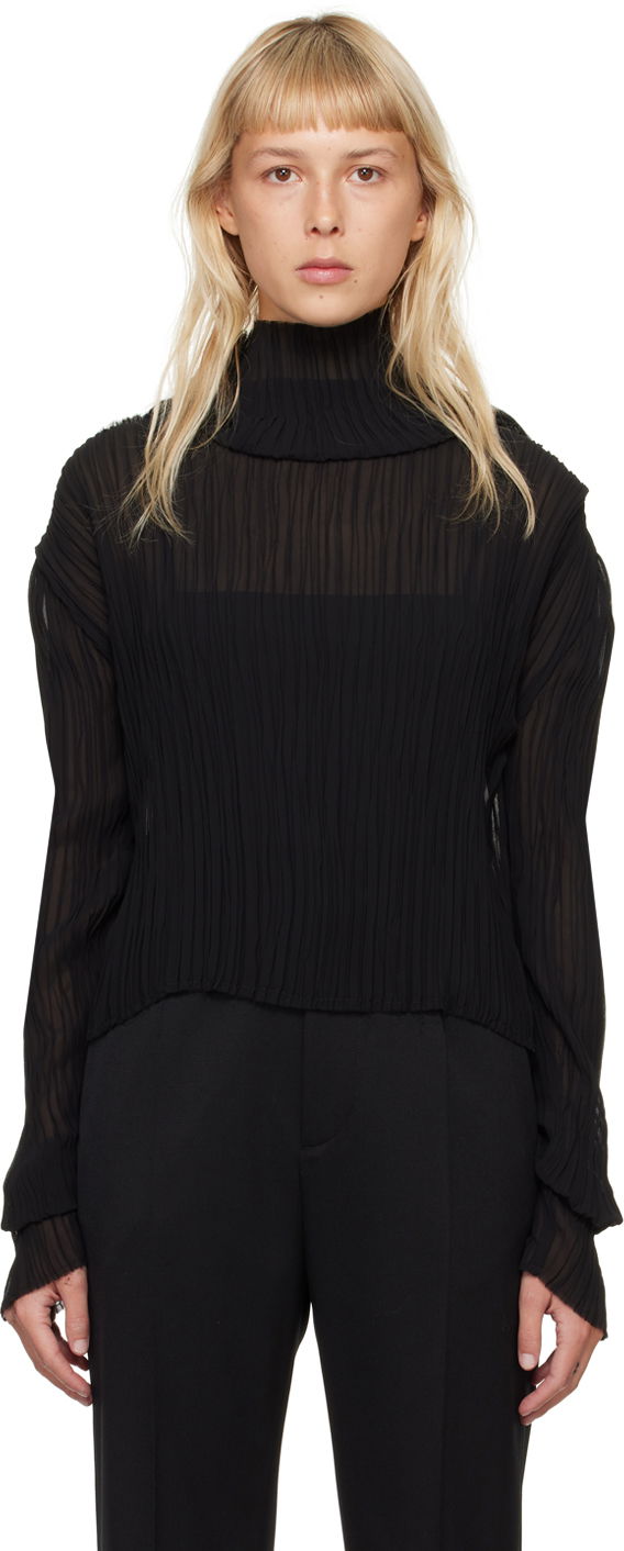 Sweater Maison Margiela MM6 Pleated Turtleneck Sort | S52NH0012 S78565