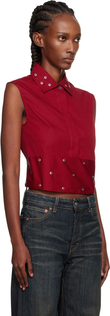 Crop top OUR LEGACY Sleeveless Collared Eyelet Crop Girdle Top Rød | W4252GLR, 1