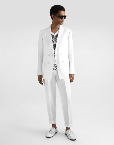 Jakke Dolce & Gabbana Dolce & Gabbana Portofino Double-breasted Linen Jacket Hvid | G2NZ2TFU4JBW0111, 1