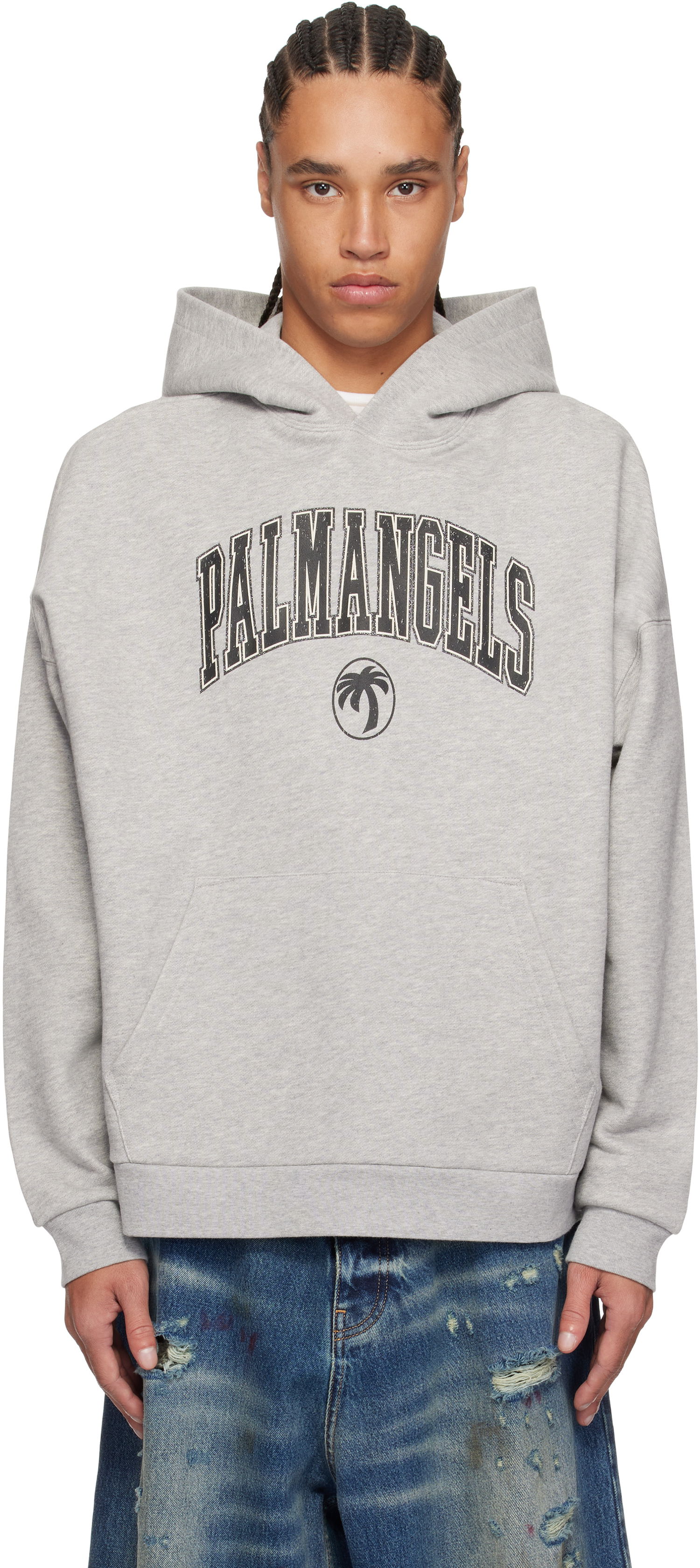 Sweatshirt Palm Angels Palm Angels College Logo Hoodie Grå | PMBB155S25FLE0010810, 0
