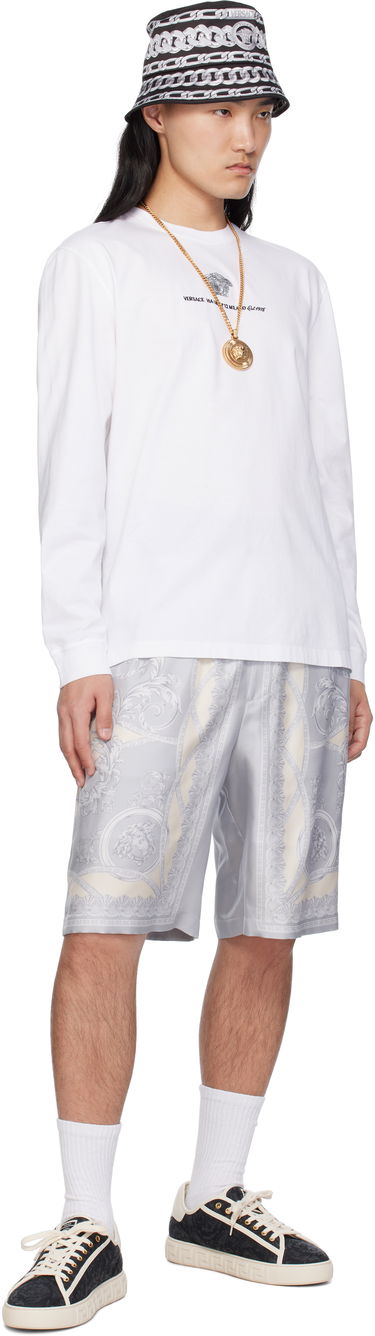 T-shirt Versace Versace Medusa Embroidered Long Sleeve T-Shirt Hvid | 1013947_1A11054, 3