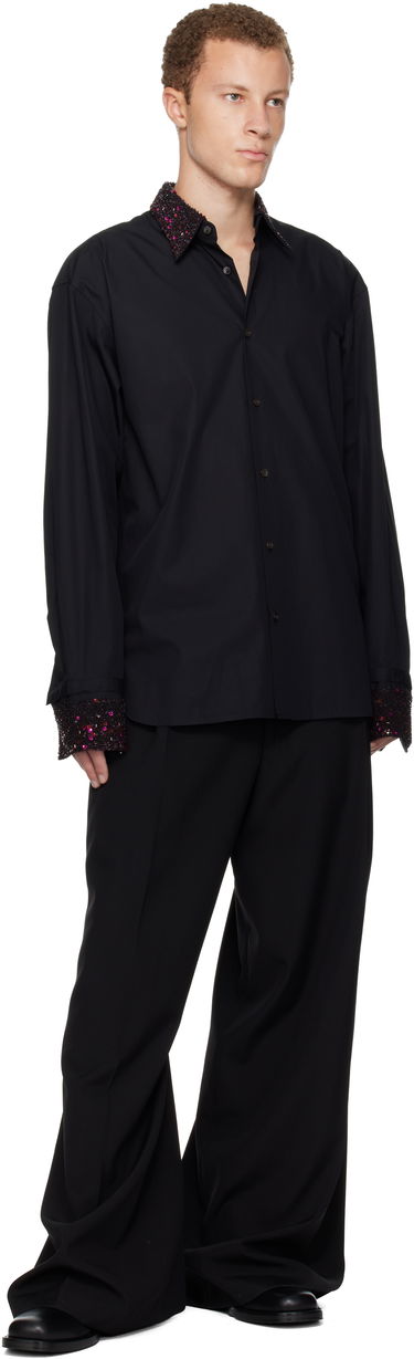 Skjorte Dries Van Noten Dries Van Noten Sequinned Trim Shirt Sort | 252-020740-2293, 4