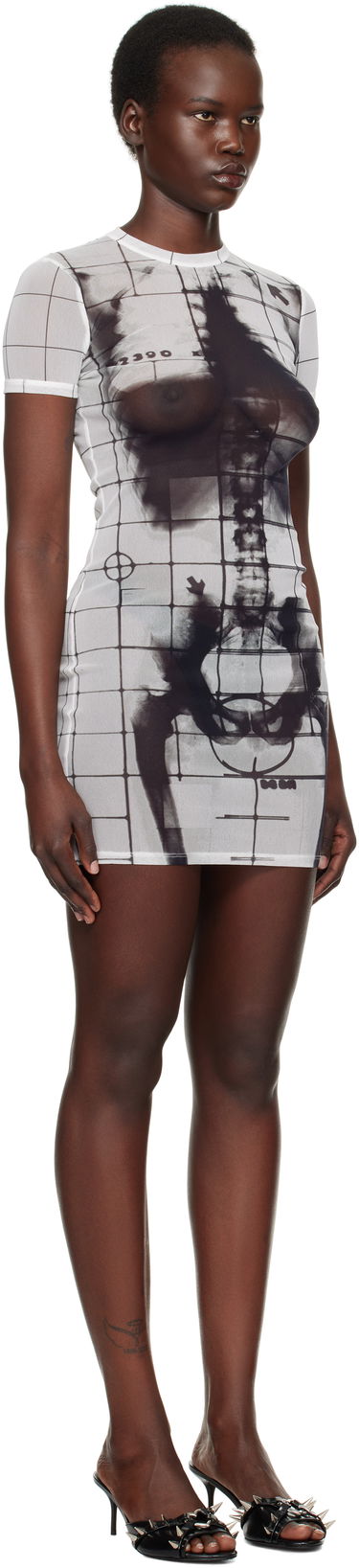 Kjole Jean Paul Gaultier Jean Paul Gaultier 'The Squeletor' Mesh Minidress Hvid | 25/33-F-RO310-T580-0100, 1
