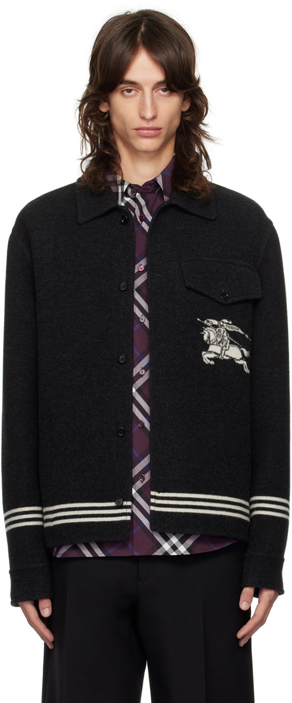 Jakke Burberry Gray EKD Wool Jacket Sort | 8095244