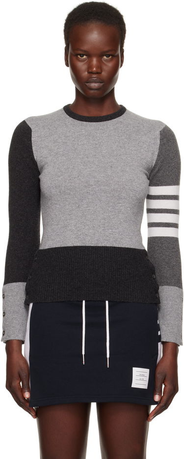 Sweater Thom Browne Colorblock Crew Neck Sweater Grå | FKA001F-00011, 0