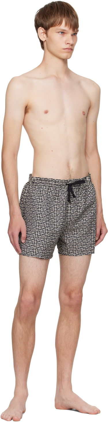 Badetøj Balmain Balmain Monogram Swim Shorts Beige | BWB671500, 3