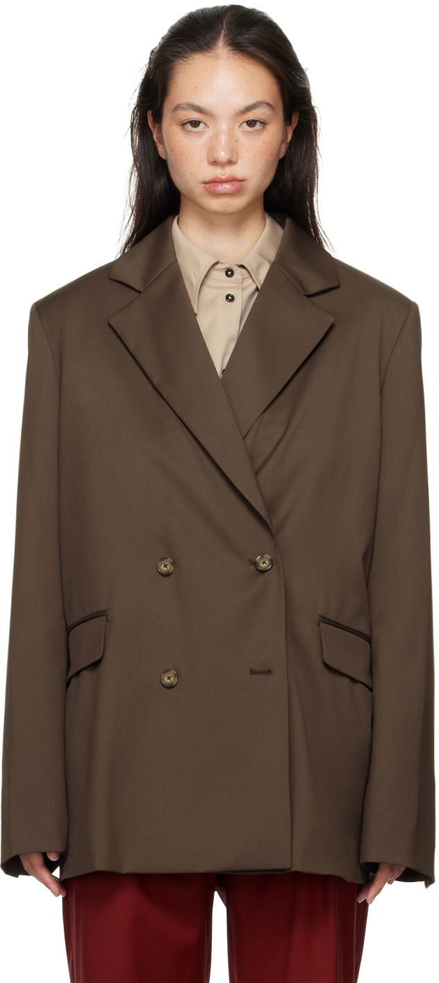 Jakke Loulou de Saison Loulou de Saison Donau Double-Breasted Blazer Brun | DONAU