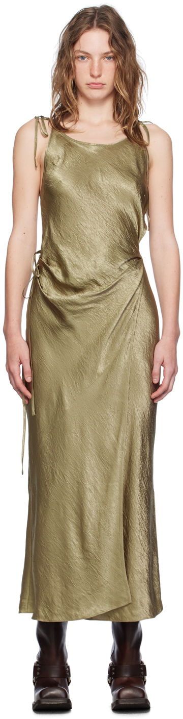 Kjole Acne Studios Khaki Wrap Maxi Dress Grøn | A20752-