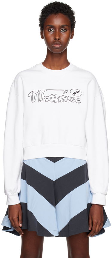 Sweatshirt We11done Cropped Graphic Sweatshirt Hvid | WD-TS3-22-860-W-WH, 0