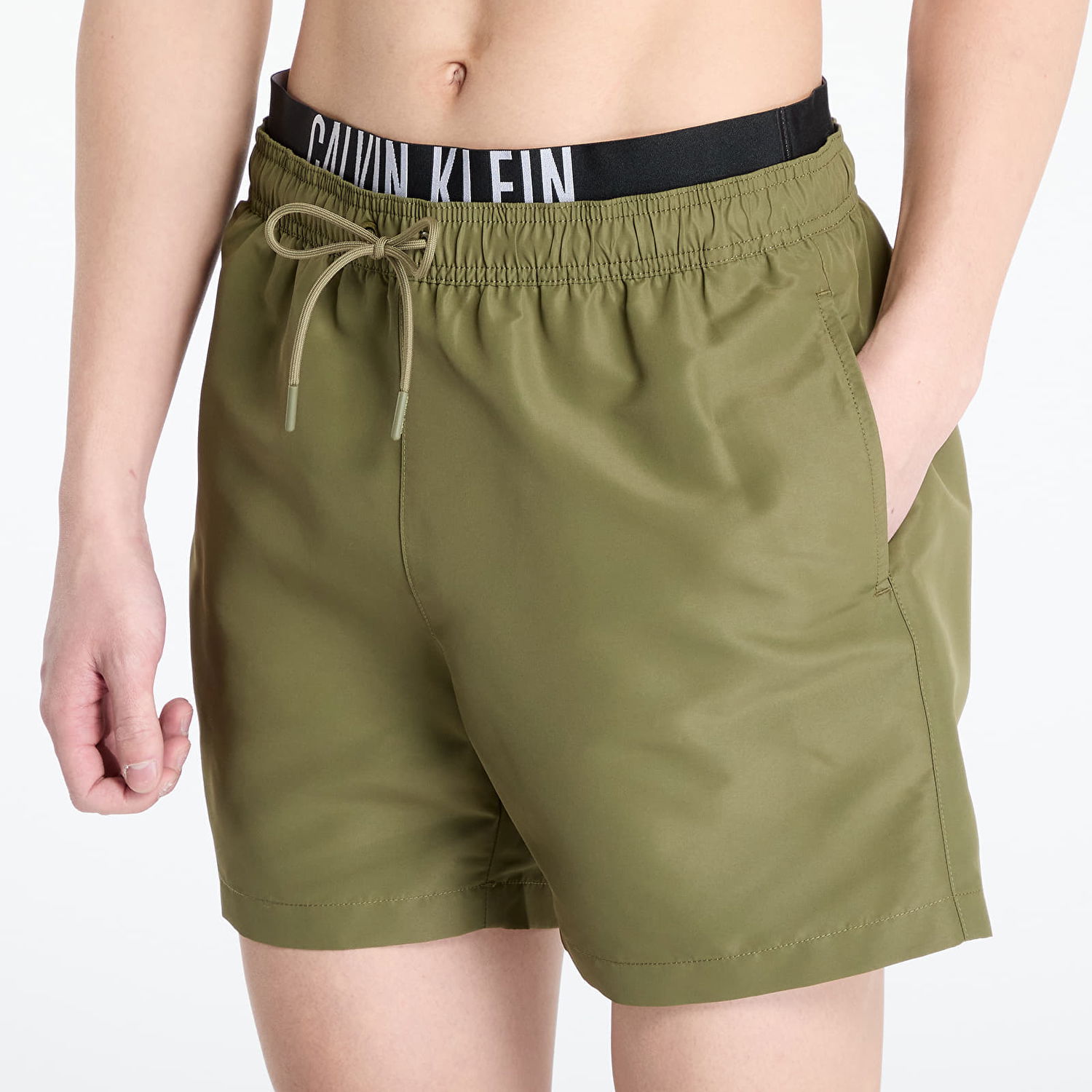 Badetøj CALVIN KLEIN Calvin Klein Jeans Medium Double WB Boardshorts Grøn | KM0KM01093 LB6, 1