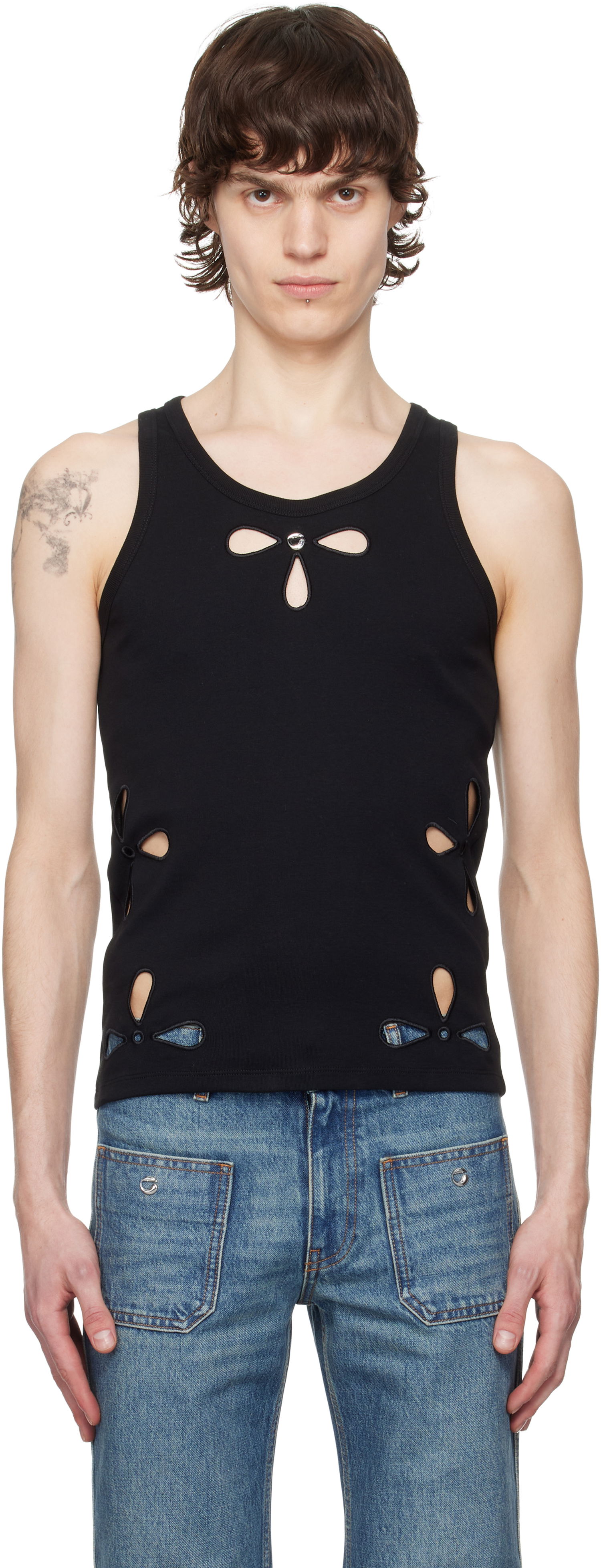 Tanktop Coperni Coperni Petal Embroidered Tank Top Sort | COPJS123F5012MEN, 0