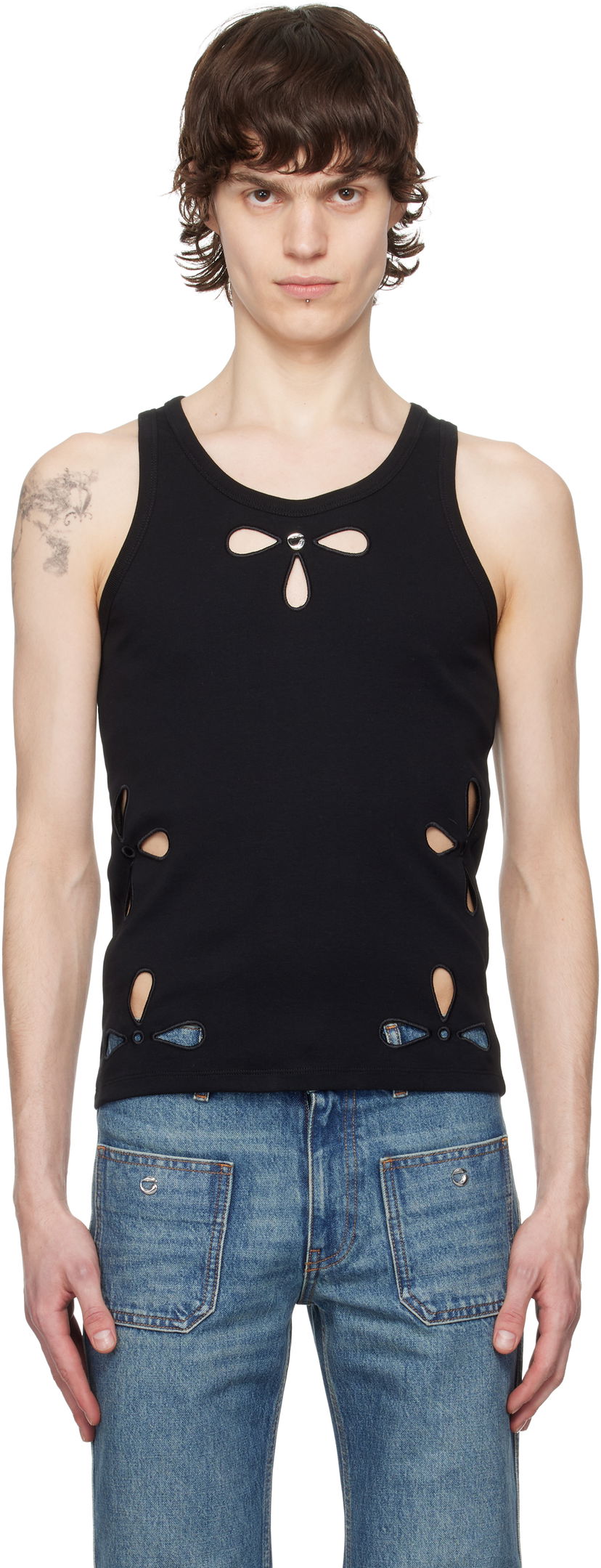 Tanktop Coperni Coperni Petal Embroidered Tank Top Sort | COPJS123F5012MEN