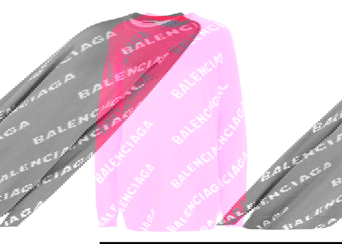 Sweater Balenciaga Allover Logo Wool Blend Jumper Lyserød | 620983T15675621, 0