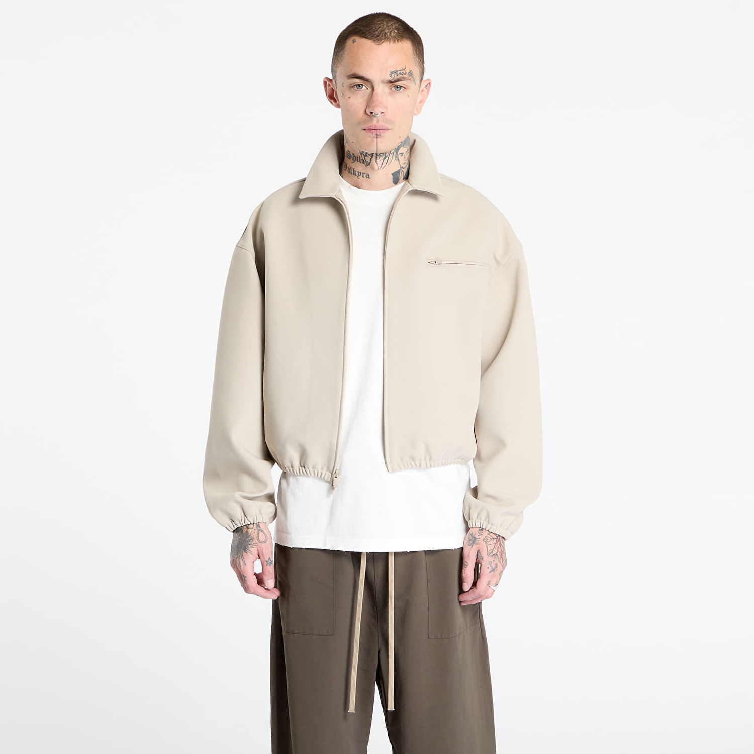 Jakke Fear of God Fear of God Essentials Bonded Canvas Zip-Up Jacket Beige | 202SP258061F-198, 0