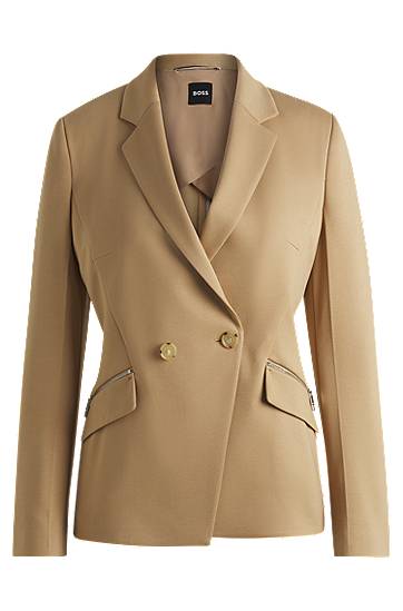 Jakke BOSS Slim Fit Blazer with Zipped Pockets Beige | 50530885
