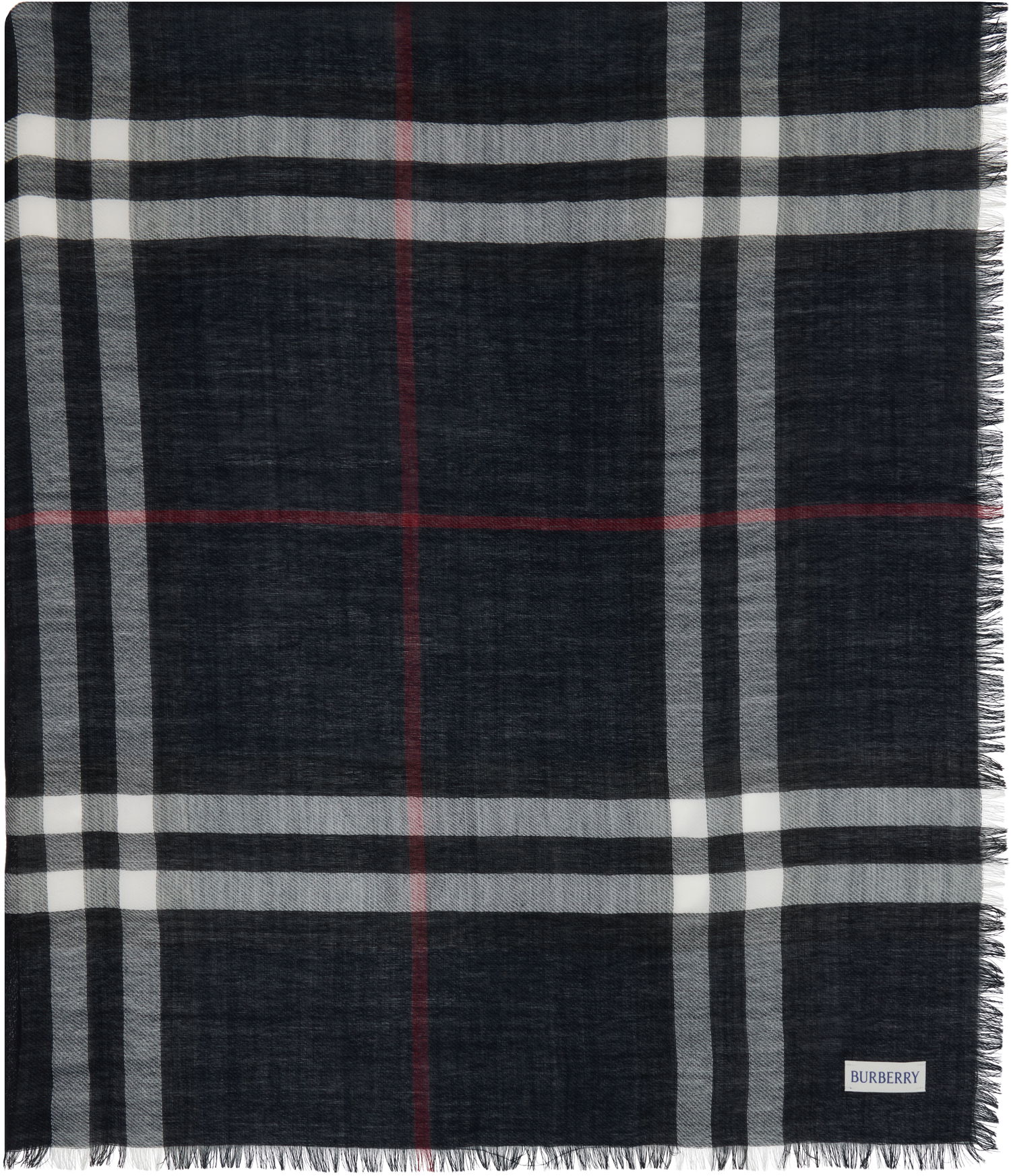Tørklæde Burberry Burberry Wide Check Wool Scarf Mørkeblå | 8110470, 0
