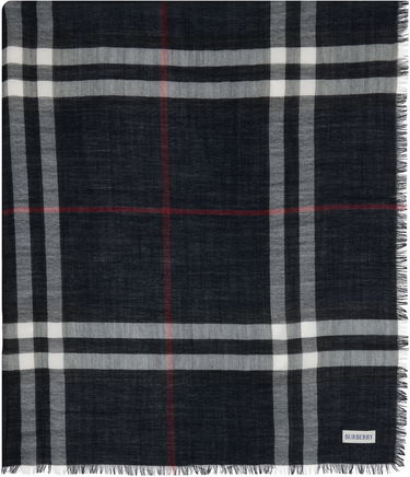 Tørklæde Burberry Burberry Wide Check Wool Scarf Mørkeblå | 8110470, 0