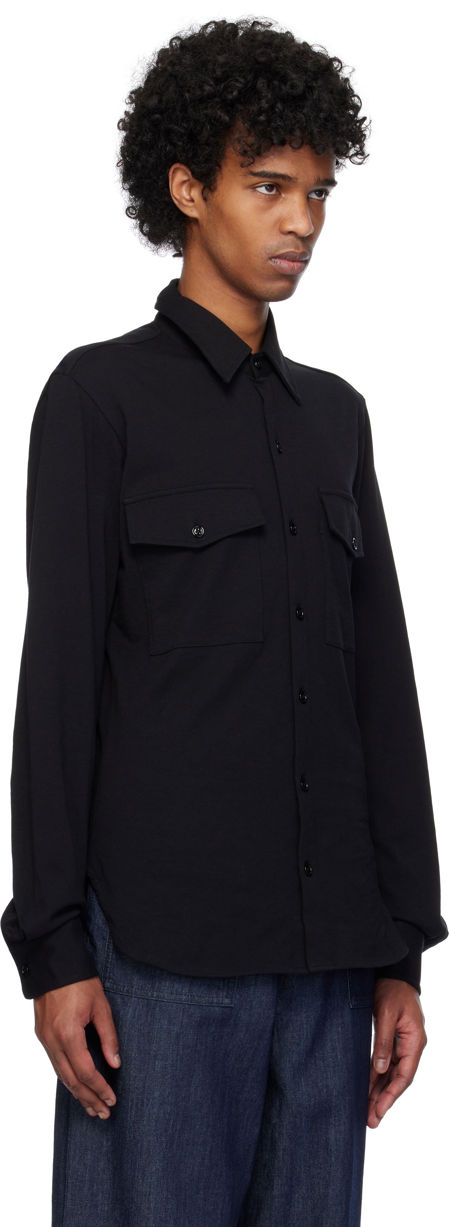Skjorte Dries Van Noten Dries Van Noten Jersey Shirt Sort | 251-021118-1603, 1