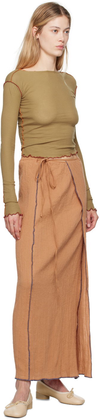 Nederdel Baserange Maxi Skirt with Front Slits Beige | SKSKW-CL-AU24, 3
