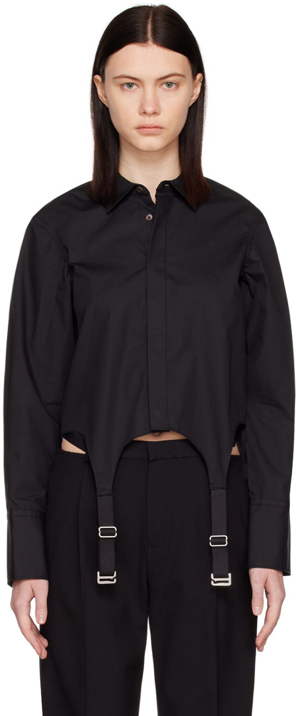 Skjorte Dion Lee Garter Crop Shirt Sort | C5029R23