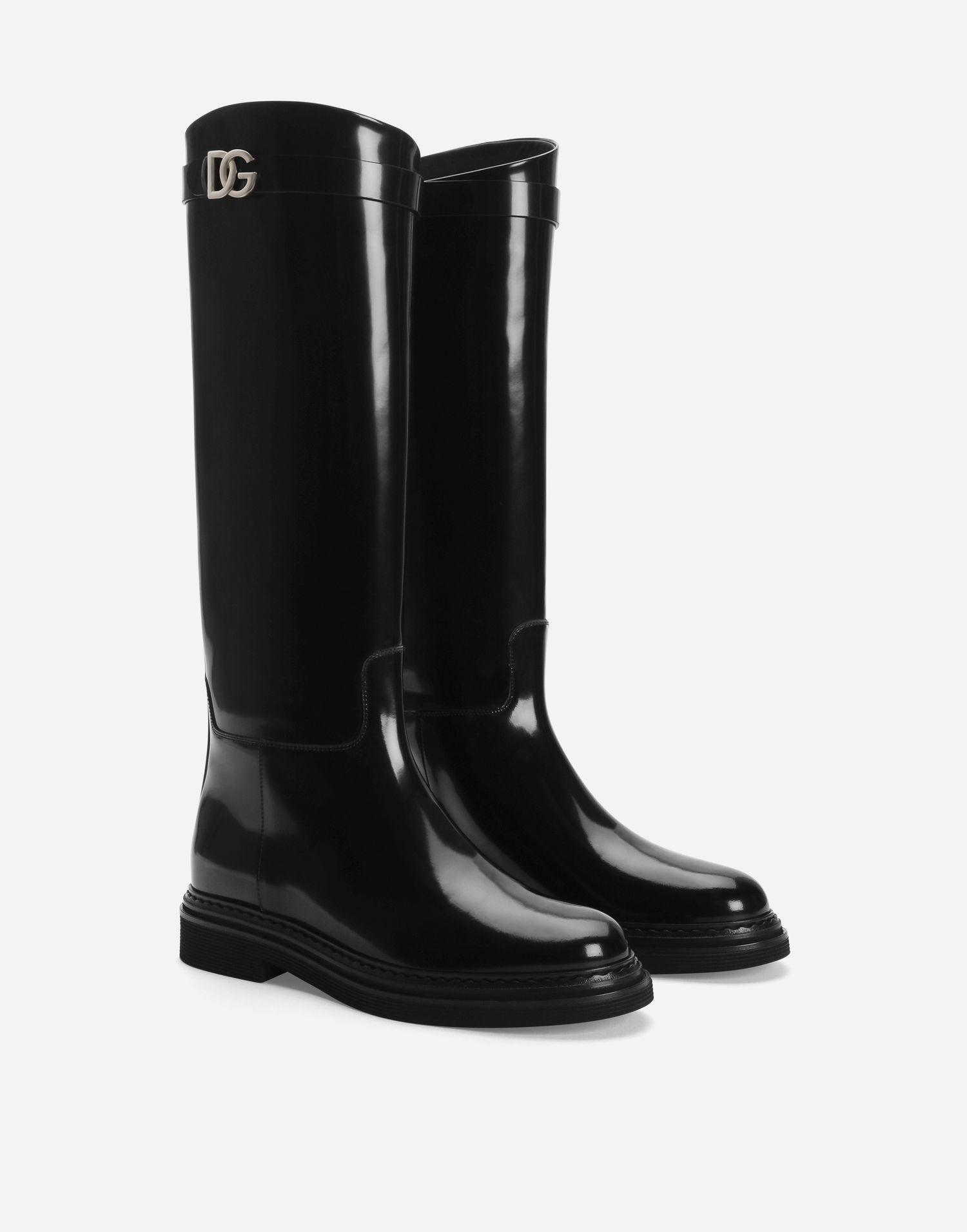 Tilbehør Dolce & Gabbana Dolce & Gabbana Calfskin Knee-High Boots Sort | CU1141A518580999, 1