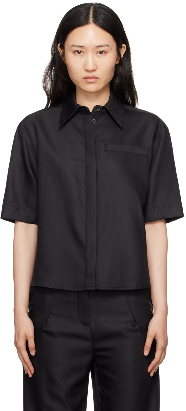 Skjorte Loulou de Saison Loulou de Saison Idana Short Sleeve Shirt Sort | IDANA