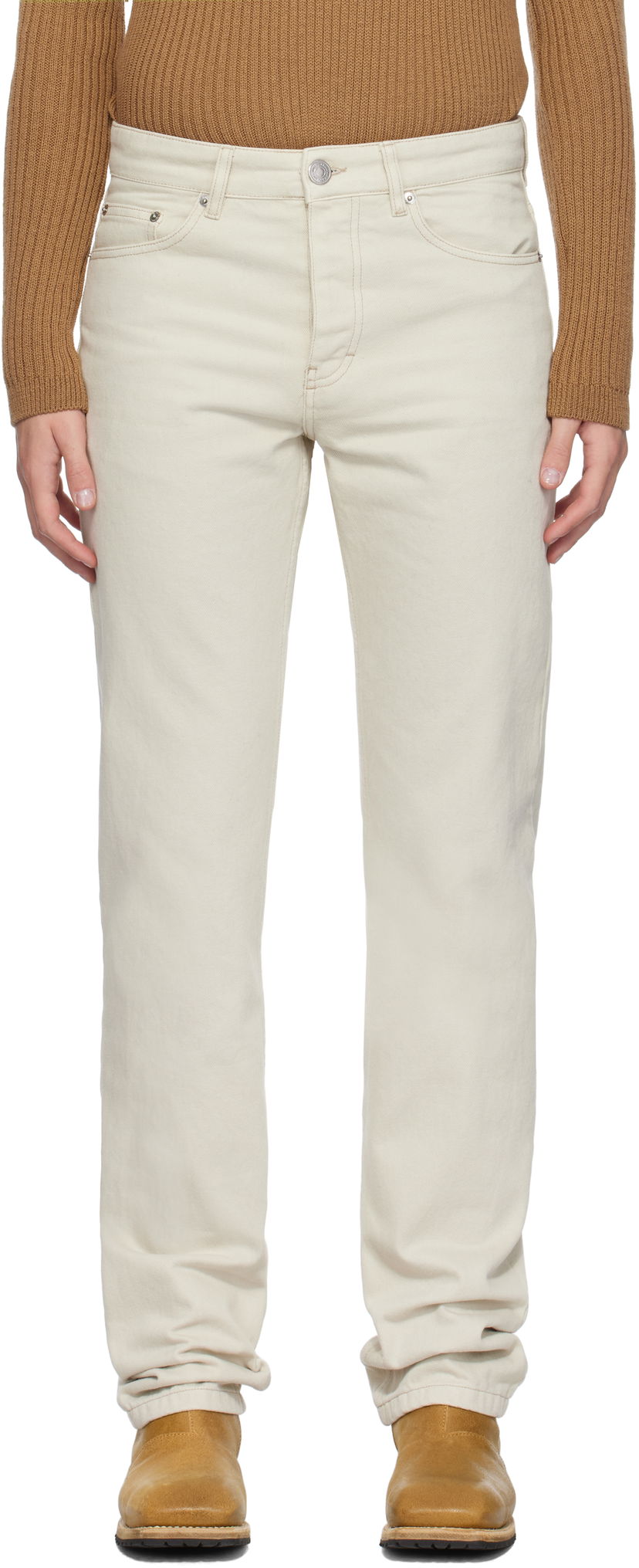 Jeans AMI Classic Fit Jeans Hvid | HTR001.CO0037