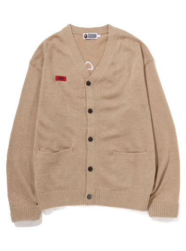 Sweater BAPE Embroidery Shaggy Knit Cardigan Beige | 1I80-120-001