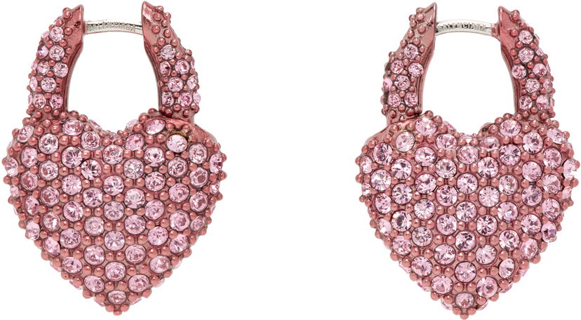 Øreringe Balenciaga Balenciaga Minnie Heart Crystal Earrings Lyserød | 811879 TZ63V