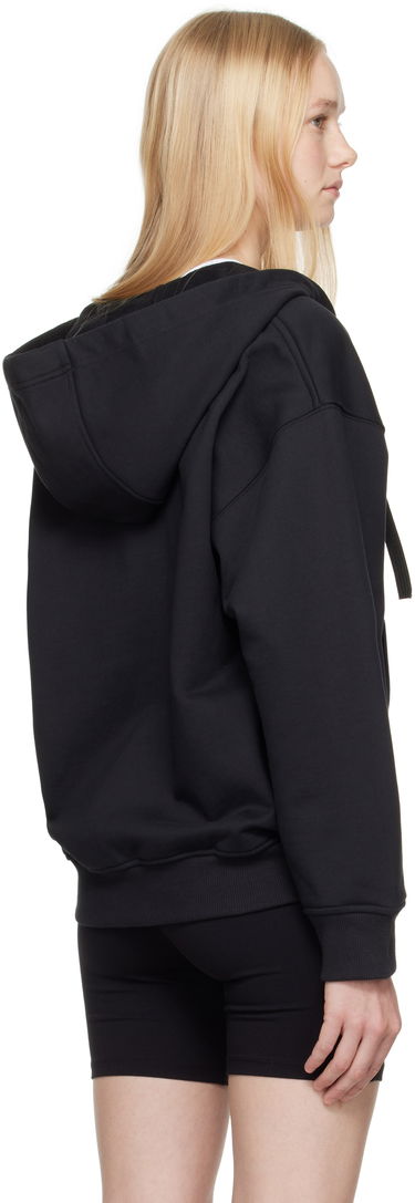 Sweatshirt Marine Serre Marine Serre Moon Logo Fleece Zip-Up Hoodie Sort | UST017B CJER0075, 2