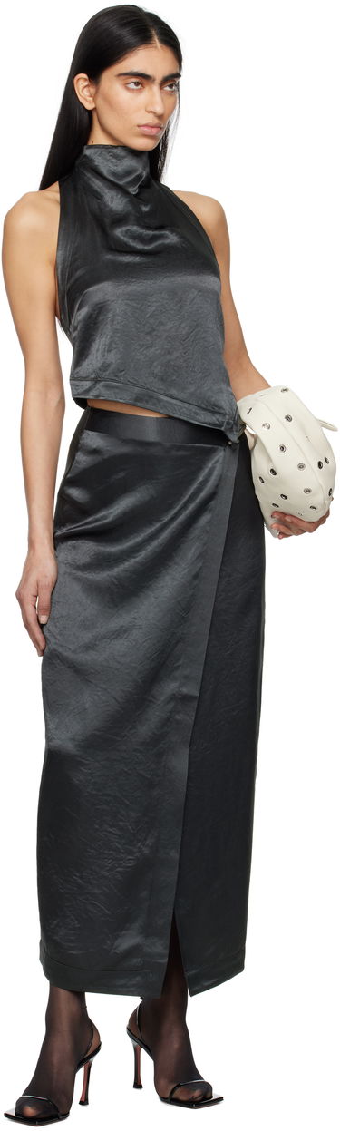Nederdel Nanushka Nanushka Inara Satin Halter Tank Top Sort | NW25RSTP08077, 3