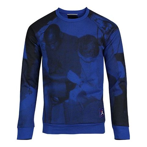Sweater Jordan Jordan Fleece Printed Crewneck Blå | BQ1384-423