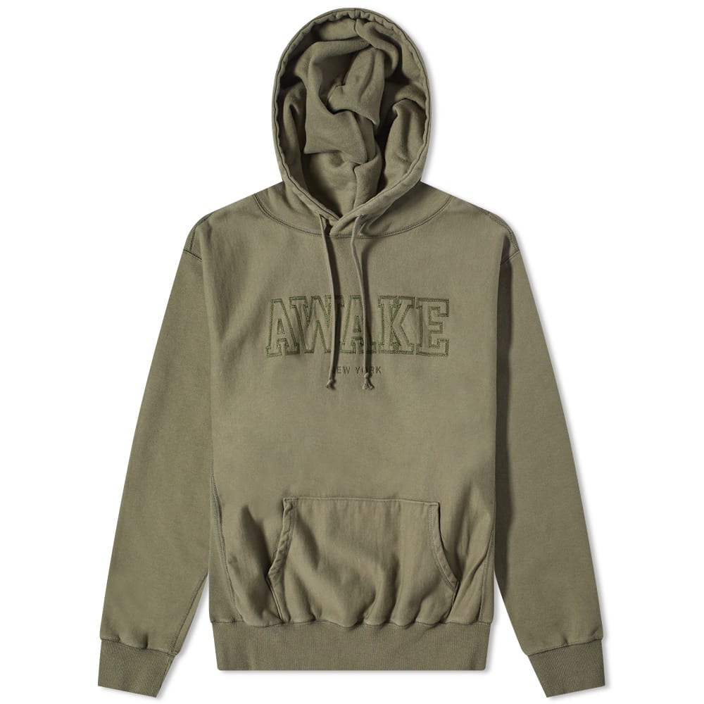 Sweatshirt Awake NY Military Embroidered Logo Hoody Grøn | AWK-SP22-HD001-OLV, 0