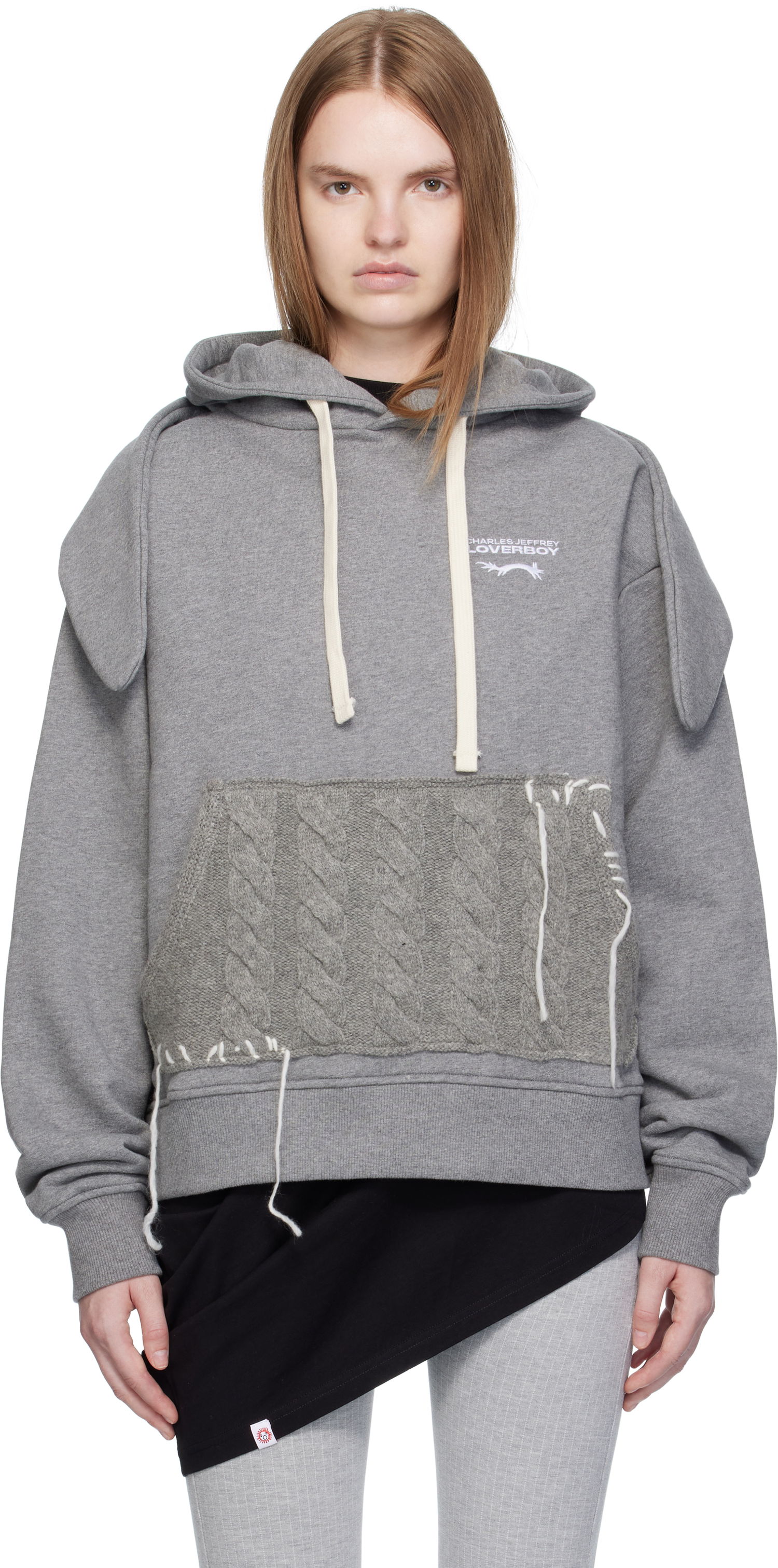 Sweatshirt Charles Jeffrey Loverboy Charles Jeffrey LOVERBOY Patch Rabbit Ears Hoodie Grå | 52081002, 0