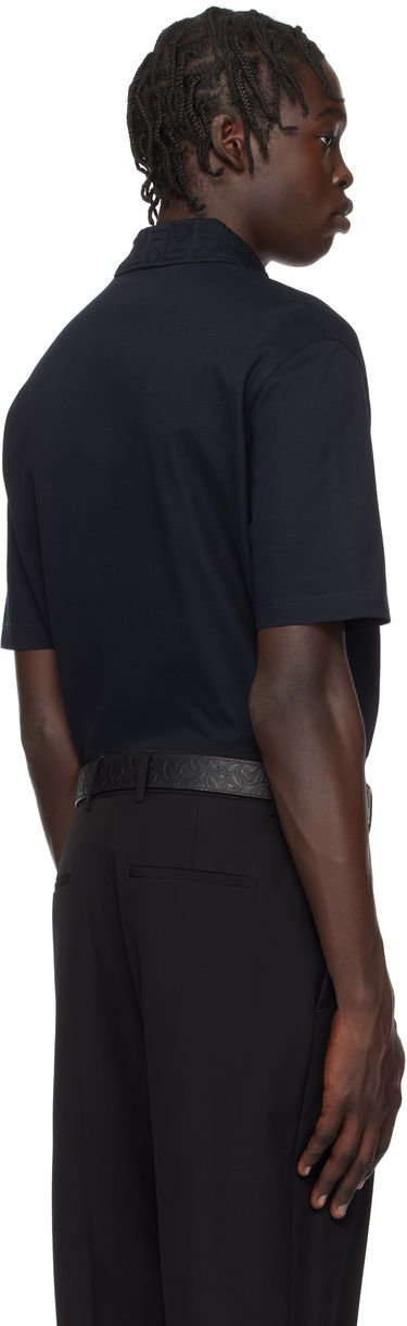 Polo skjorte FERRAGAMO Salvatore Ferragamo Jacquard Pocket Polo Mørkeblå | 781014, 2