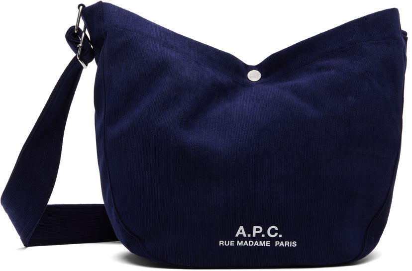 Skuldertaske A.P.C. A.P.C. Journal Corduroy Satchel Mørkeblå | PSALI-M61939