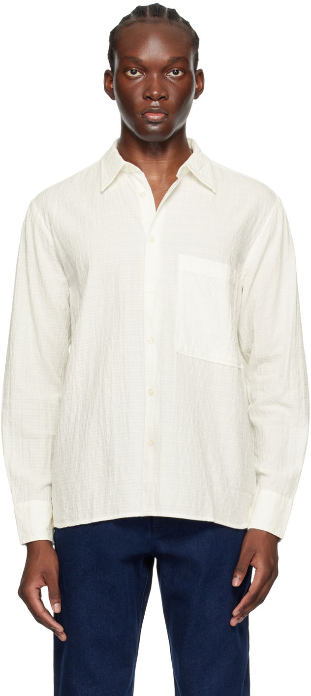 Skjorte Universal Works Universal Works Square Pocket Shirt Hvid | P3040