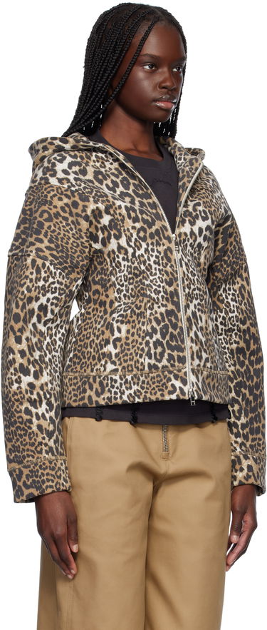 Sweatshirt GANNI GANNI Heavy Fleece Zip-Up Hoodie Brun | T4176, 1