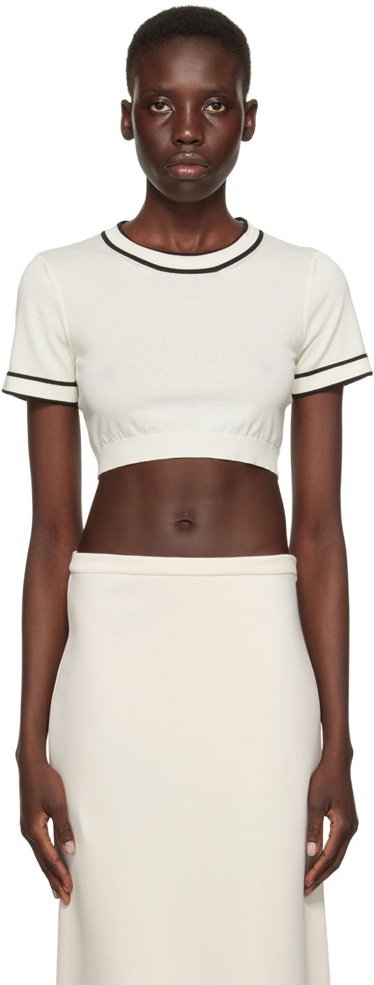 Crop top Max Mara Max Mara Uscio Cropped T-Shirt Hvid | 2411361042600