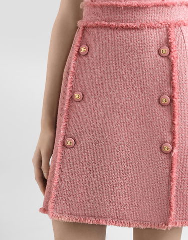Nederdel Dolce & Gabbana Dolce & Gabbana Raschel Tweed Skirt with DG Logo Buttons Lyserød | F4C03TGDCYKF0473, 3
