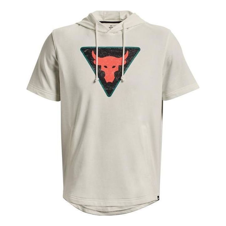Sweatshirt Under Armour Project Rock Men's Terry Short Sleeve Hoodie Hvid | 1378019-130