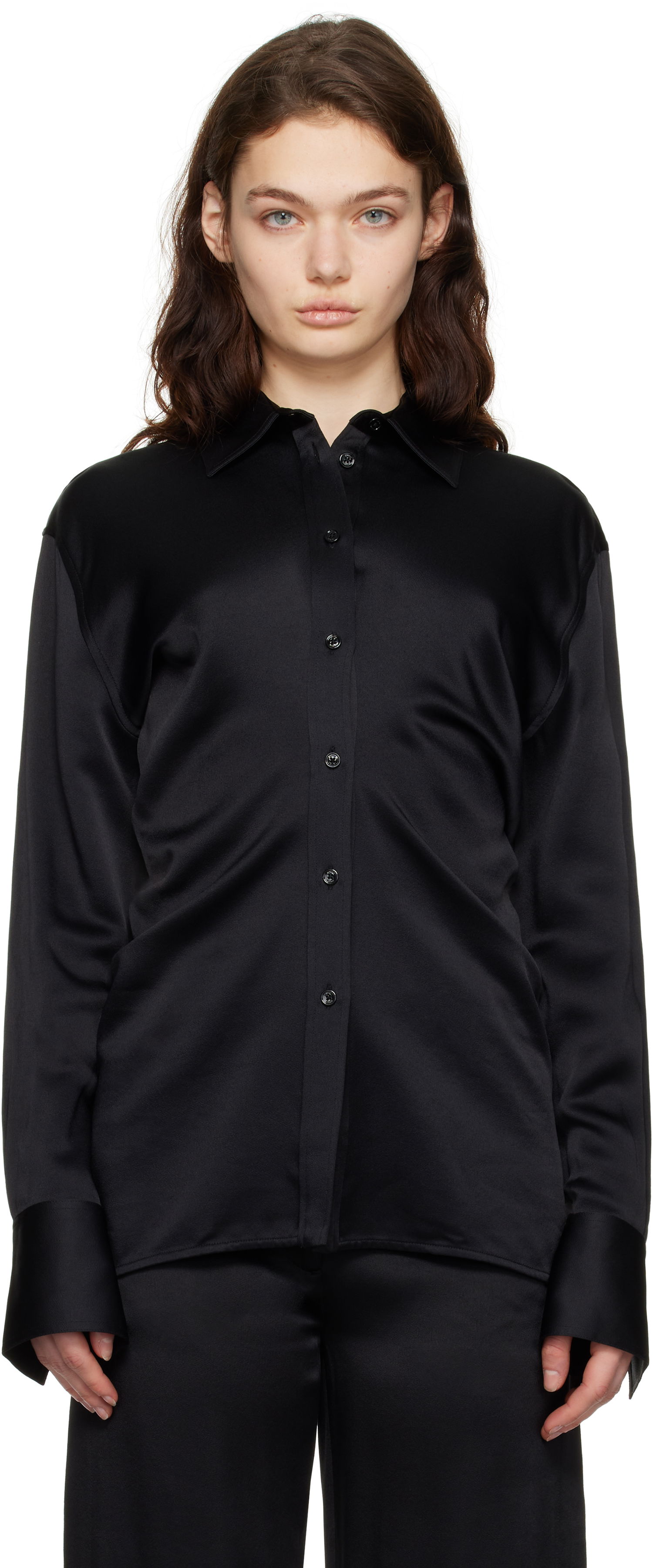 Skjorte TOTEME TOTEME Slouch Waist Button-Down Shirt Sort | 251-WRT4282-FB0344, 0