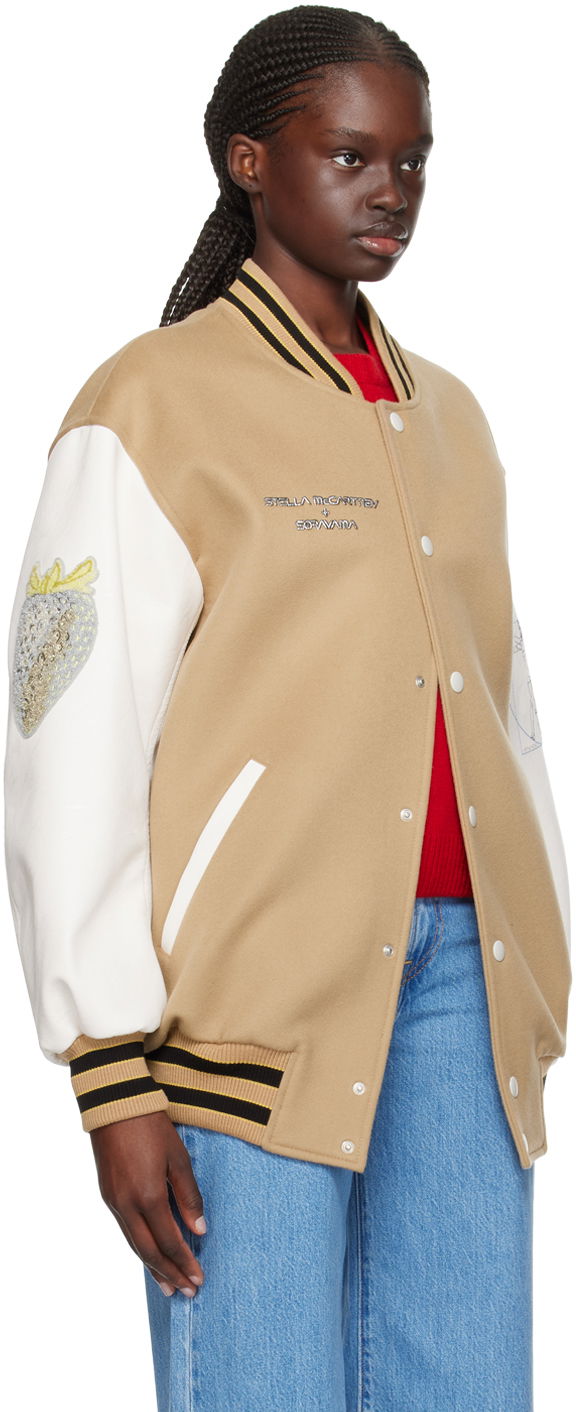 Bomberjakke Stella McCartney Stella McCartney Vitruvian Bomber Jacket Beige | 680050SPB05, 1