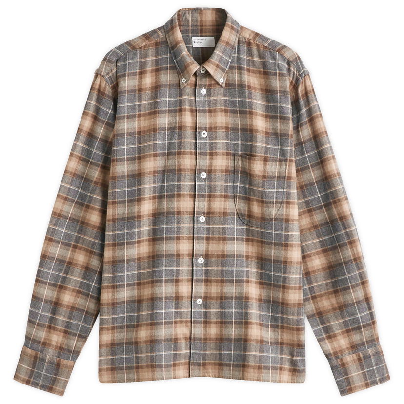 Skjorte Universal Works Universal Works Lazy Day Check Shirt, Size Large Brun | P31205-BGR