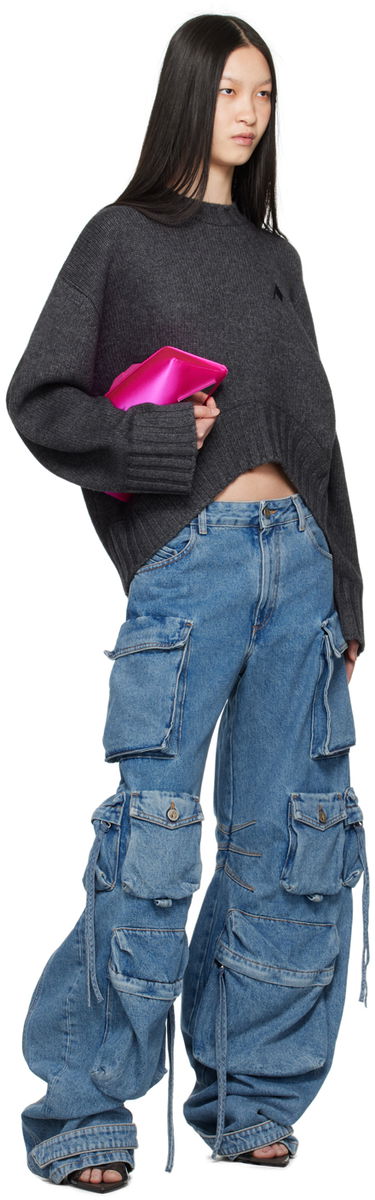 Sweater The Attico Attico Embroidered Cropped Sweater Grå | 248WCK107 KW046, 3