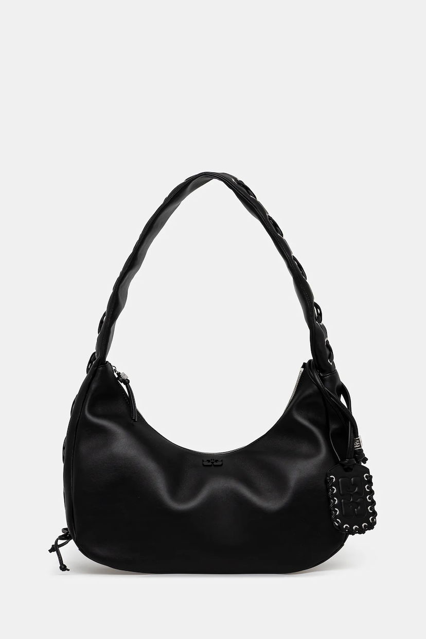 Håndtaske GANNI Hobo Bag Medium Laces Sort | A7295