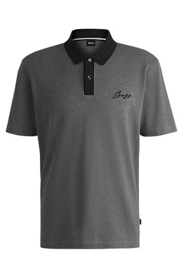 Polo skjorte BOSS Mercerized Cotton Polo Shirt with Script Logo Grå | 50531402