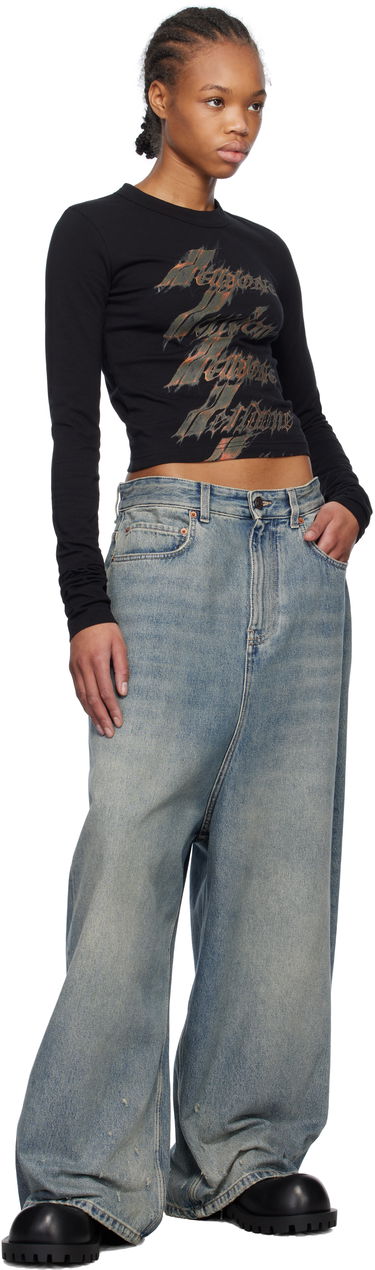 Crop top We11done We11done Spark Graphic Long Sleeve Crop T-Shirt Sort | WD-TT0-25-750-W-BK, 3