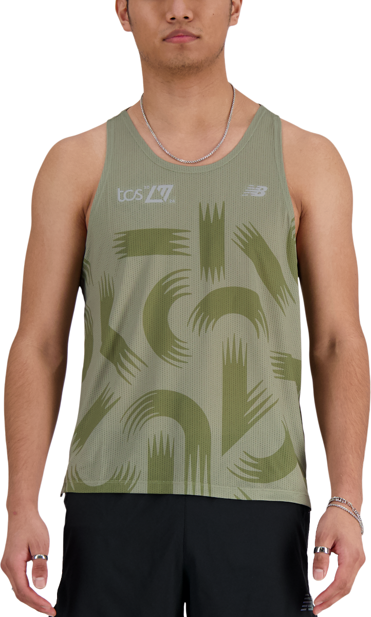 Tanktop New Balance London Edition Printed Athletics Run Singlet Grøn | mt41297d-dek, 0